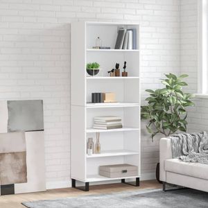 vidaXL - Hoge - kast,5x32,5x180 - cm - bewerkt - hout - wit