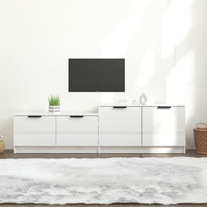 VidaXL TV-meubel 158,5x36x45 cm - Bewerkt Hout - Hoogglans Wit