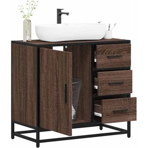 vidaXL Wastafelkast 65x33x60 cm bewerkt hout bruin eikenkleur