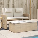 vidaXL Tuinbankje verstelbaar met kussens poly rattan beige