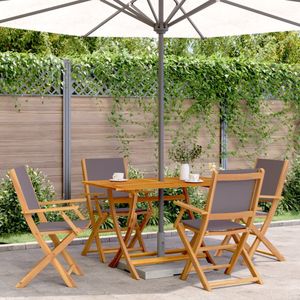 vidaXL - Tuinstoelen - 4 - st - inklapbaar - massief - hout - en - stof - antracietkleur
