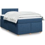 vidaXL Boxspring met matras stof blauw 120x190 cm