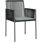 vidaXL Tuinstoelen 4 st met kussens 54x60,5x83,5 cm poly rattan zwart