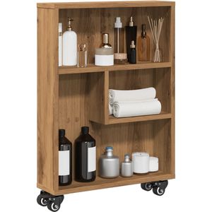 vidaXL Opbergtrolley smal 48x13x68 cm bewerkt hout artisanaal eiken