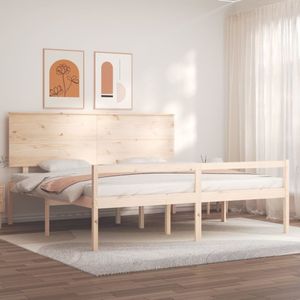 vidaXL Bedframe met hoofdbord massief hout 200x200 cm