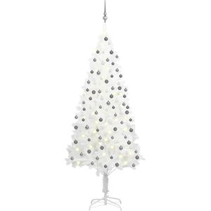 vidaXL Kunstkerstboom met verlichting en kerstballen 210 cm PVC wit