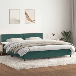 vidaXL Boxspring met matras fluweel donkergroen 180x220 cm