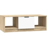 VidaXL Salontafel 102x50x36 cm - Bewerkt Hout - Wit/Sonoma Eiken