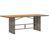 vidaXL Tuintafel met acaciahouten blad 190x80x74 cm poly rattan grijs