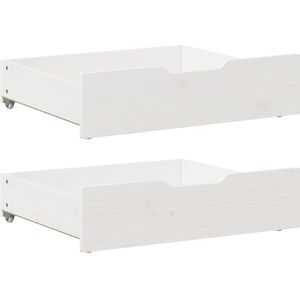 vidaXL Bedlades 2 st 65x55x17 cm massief grenenhout wit
