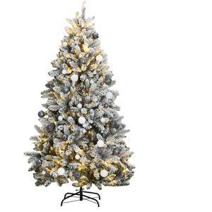 vidaXL Kunstkerstboom met scharnieren 300 LED's en kerstballen 180 cm