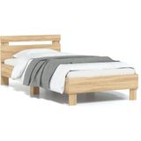 vidaXL Bedframe met hoofdbord bewerkt hout sonoma eiken 75x190 cm