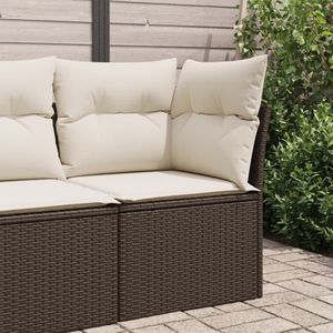 vidaXL Tuinhoekbank met kussens poly rattan bruin