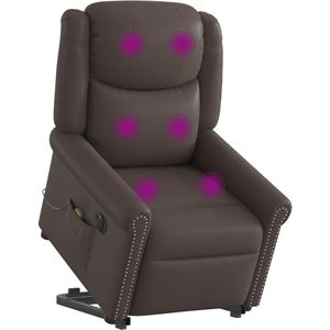 vidaXL Sta-op-massagestoel elektrisch kunstleer glanzend bruin