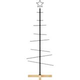 vidaXL Kerstdecoratie kerstboom met houten basis 120 cm metaal zwart