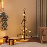 vidaXL Kerstdecoratie kerstboom met houten basis 120 cm metaal zwart