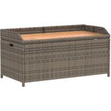 vidaXL Opbergbank 100x50x52 cm poly rattan en acaciahout grijs