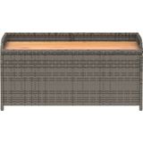 vidaXL Opbergbank 100x50x52 cm poly rattan en acaciahout grijs