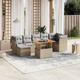 vidaXL 8-delige Loungeset met kussens poly rattan beige