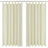 vidaXL-Micro-Satijnen-Gordijnen-met-Ringen-140-x-175-cm-2-stuks-(Creme)