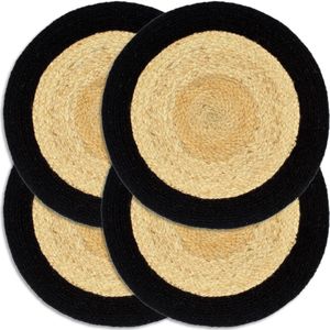 vidaXL-Placemats-4-st-38-cm-jute-en-katoen-natuurlijk-en-zwart