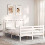 vidaXL Bedframe met hoofdbord massief hout wit