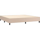 vidaXL Boxspring met matras kunstleer cappuccinokleurig 200x200 cm