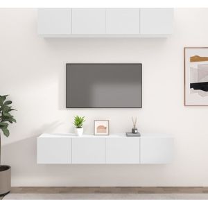 VidaXL TV-meubel 4 st 80x30x30 cm Bewerkt Hout Wit