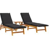 vidaXL 3-delige Loungeset poly rattan en massief acaciahout