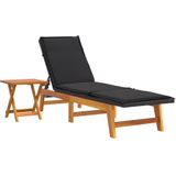 vidaXL 3-delige Loungeset poly rattan en massief acaciahout