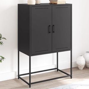 vidaXL - Hoge Kast - Zwart - Staal - 4 Vakken