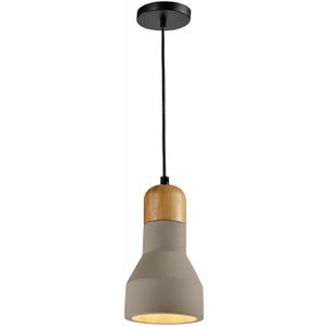 QUVIO Hanglamp modern - Bolvormig hout met beton - Diameter 11,5 cm