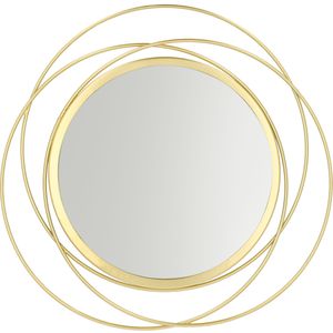 QUVIO Spiegel - Decoratieve spiegel - Wandspiegeltje - Ophangen - Rond - Goud - Metaal - 35,5 cm (d)