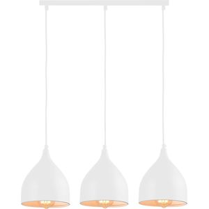 QUVIO Hanglamp modern - 3 lichtpunten met stalen kappen - 17 x 60 x 19 cm - Wit