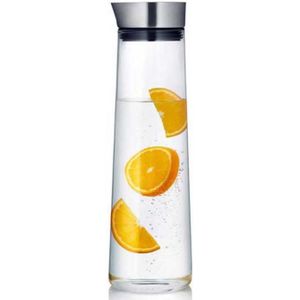 Krumble Karaf van glas - Waterkan - Met deksel - 10,5 x 33 cm (dxh) - 1,5 liter - Glas en RVS