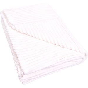 QUVIO Beige plaid – Grote deken polyester – Polyester deken – Dekentje bank – Denken voor bank – 200x230cm – Beige