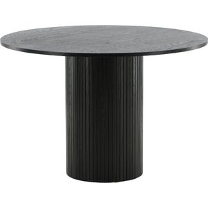 QUVIO Havi ronde eettafel - Zwart fineer - Moderne elegantie - 110 cm diameter