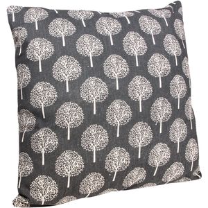 QUVIO Sierkussen boom - Gevuld - Verfijnde jutten - 45 x 45 cm - Antraciet