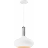 QUVIO Hanglamp retro - Bolvorm - Zilveren bovenkant - D 25 cm - Wit