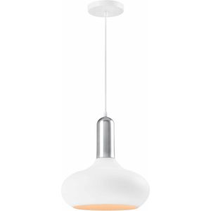 QUVIO Hanglamp retro - Bolvorm - Zilveren bovenkant - D 25 cm - Wit