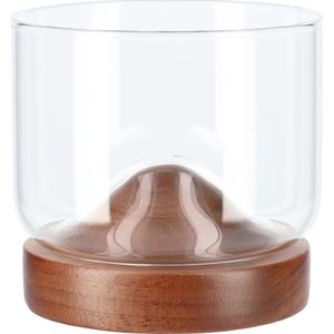 Aretica Whiskey glas - Houten onderzetter - 250 ml