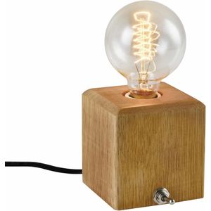 QUVIO Tafellamp Scandinavisch - Bulb op houten voet - 9,5 x 9,5 x 10 cm