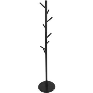 QUVIO Staande kapstok hout - 175 cm hoog - 8 ophanghaken - Zwart