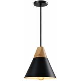 QUVIO Hanglamp Scandinavisch - Kegellamp - Houten kop - D 22 cm - Zwart