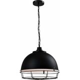 QUVIO Hanglamp industrieel - Kettinglamp met stalen rooster - D 42 cm - Zwart