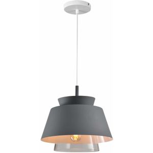 QUVIO Hanglamp modern - Dubbele kap metaal en glas - Diameter 29 cm