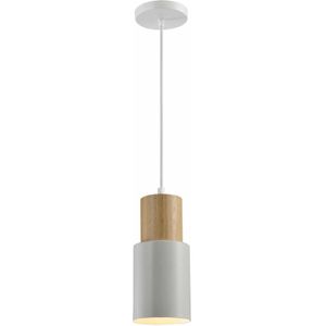 QUVIO Hanglamp Scandinavisch - Kokervorm van metaal en hout - Diameter 10 cm