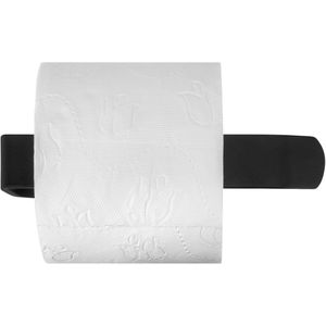 QUVIO Toiletrolhouder - Wcrolhouder - Toilet accessoires -  Zwarte Wcrolhouder - Metaal - 8 x 18 x 3 cm - Zwart