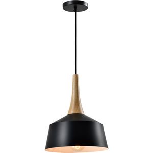 QUVIO Hanglamp Scandinavisch - Minimalistisch - Houten kop - D 27 cm - Zwart