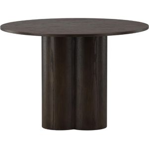 QUVIO Eettafel - Scandinavisch design - Mocca fineer - Ronde vorm - 110 cm diameter